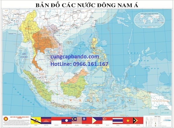 BẢN ĐỒ CÁC NƯỚC ĐÔNG NAM Á TIẾNG ANH – ASEAN MAP