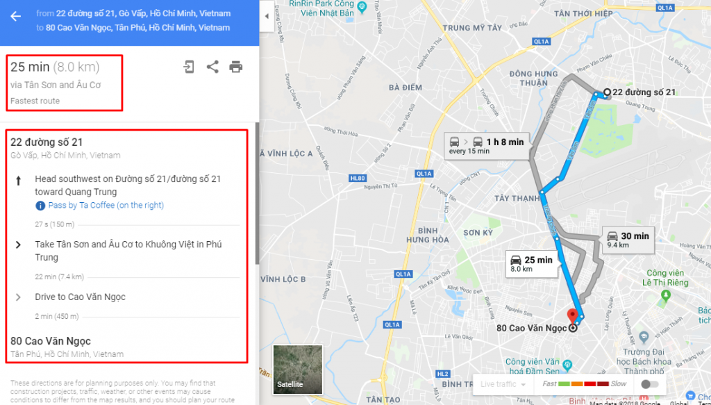 Tìm đường đi với google map