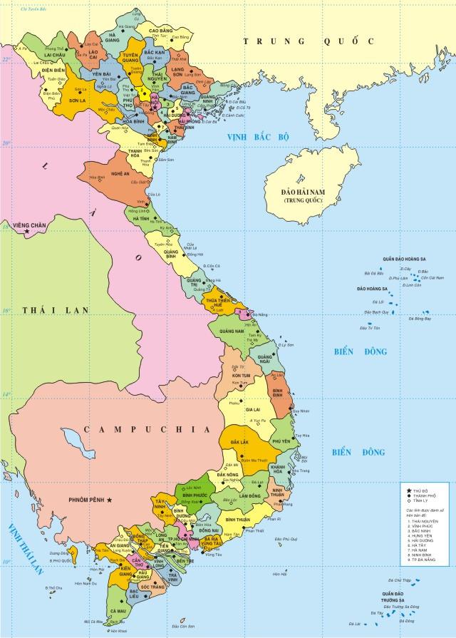Bản đồ 64 tỉnh thành Việt Nam